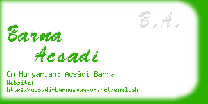 barna acsadi business card