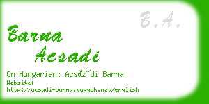 barna acsadi business card